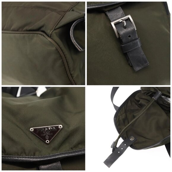 PRADA Backpack Nylon Khaki Silver - Picture 9 of 15